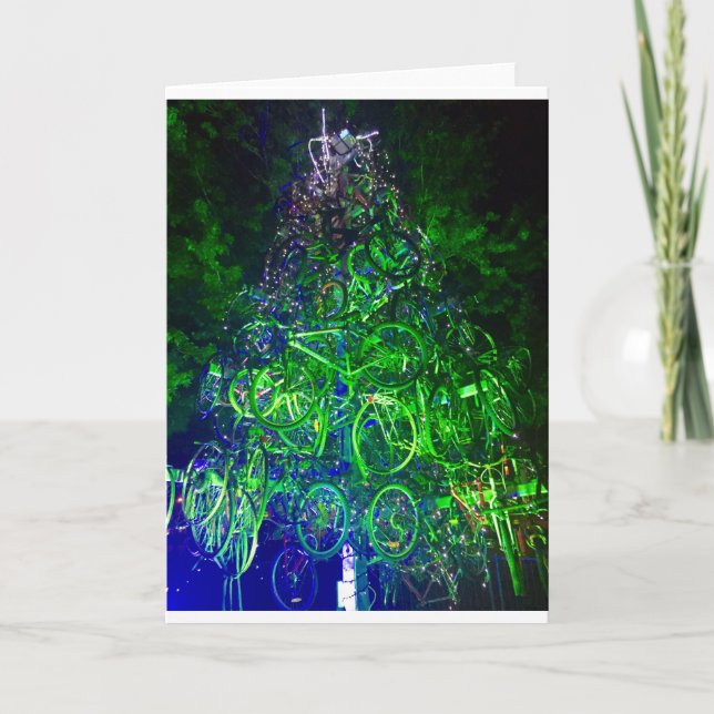 Bicycle Christmas Tree Greeting Card (Front)