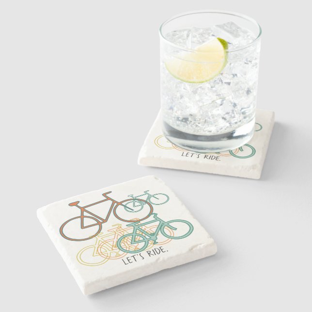 Bicycle Collage Let's Ride Stone Coaster (Side)