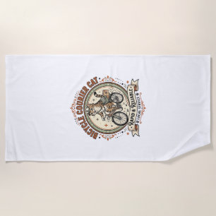 Bicycle Courier Cat Bicycle Courier Cat Vintage Ve Beach Towel