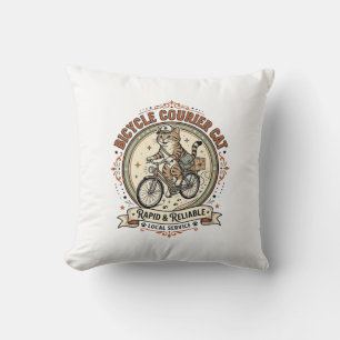 Bicycle Courier Cat Bicycle Courier Cat Vintage Ve Cushion