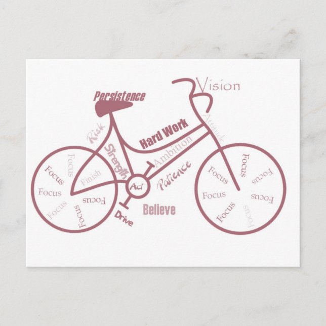 Bicycle, Cycle, Bike, Motivational Words Postcard (Front)