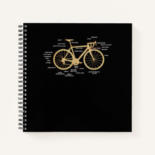 Bicycle Cycling Anatomy Road Bike Parts Biking Notebook