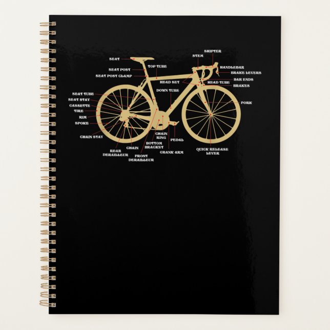 Bicycle Cycling Anatomy Road Bike Parts Biking Planner (Front)