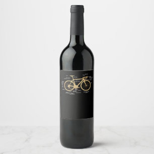 Bicycle Cycling Anatomy Road Bike Parts Biking Wine Label