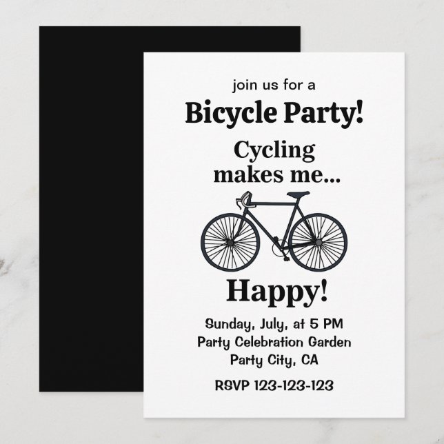 Bicycle Cycling Biking Party Invitation (Front/Back)