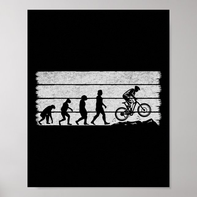Bicycle Cycling Evolution Mountain Biking Cyclist  Poster (Front)