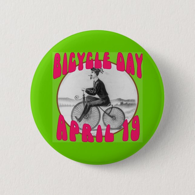 BICYCLE DAY April 19 6 Cm Round Badge (Front)