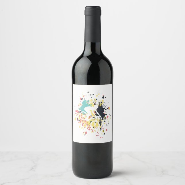 Bicycle Downhill Colour Splash Wine Label (Front)