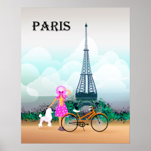 Bicycle Eiffel Tower Paris France Poster