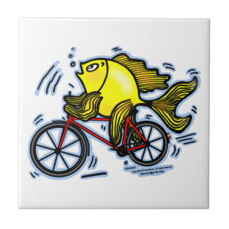 BICYCLE FISH funny Sparky cartoon gift Tile