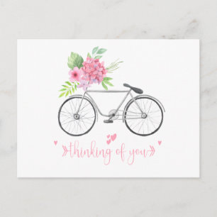 Bicycle Floral Bouquet Script Font Thinking of You Postcard