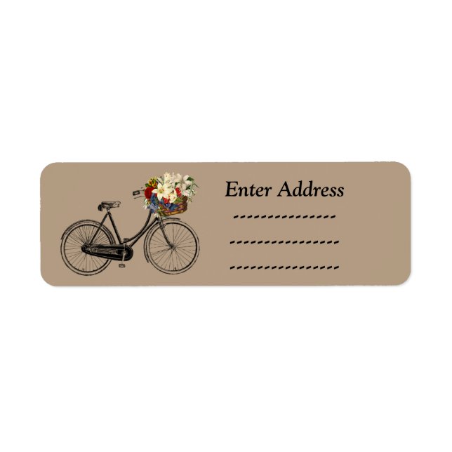Bicycle flower address label Sticker (Front)