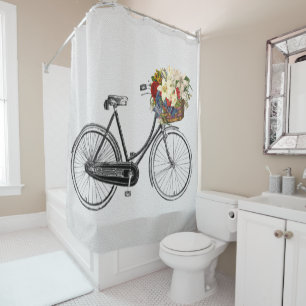 bicycle flower bike Shower curtain