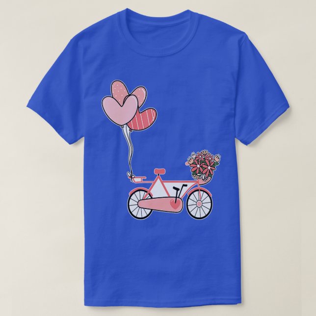 Bicycle Flower Heart Valentines Day Cute VDay Paja T-Shirt (Design Front)