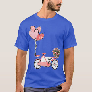 Bicycle Flower Heart Valentines Day Cute VDay Paja T-Shirt