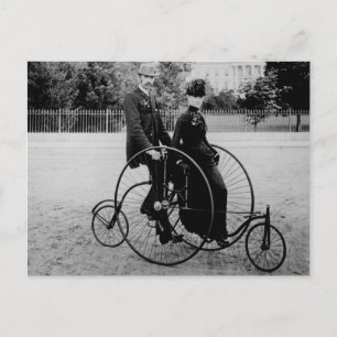 Bicycle for Two at the White House 1886 Postcard