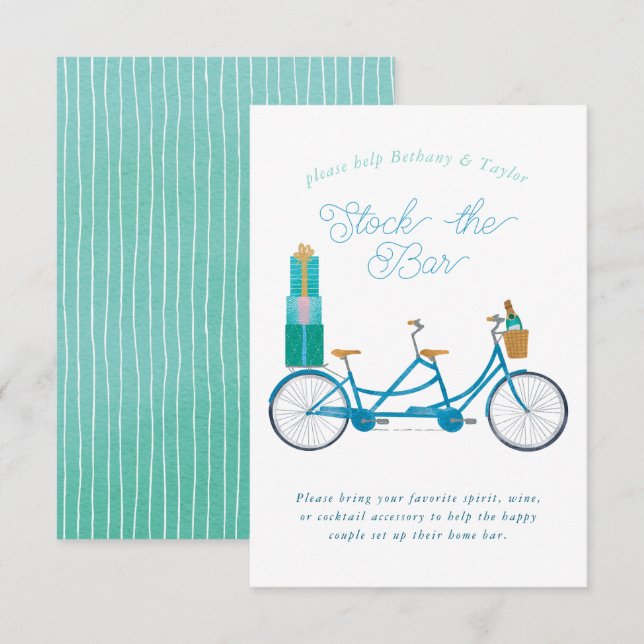Bicycle for Two Couples Bridal Shower Invitation (Front/Back)