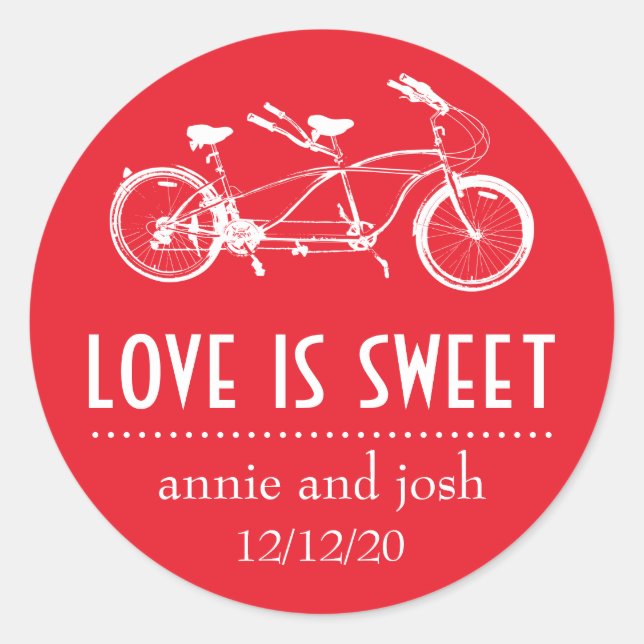 Bicycle For Two Love Is Sweet Labels (Red) (Front)
