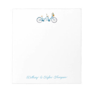 Bicycle for Two Watercolor Tandem Bike & Names Notepad