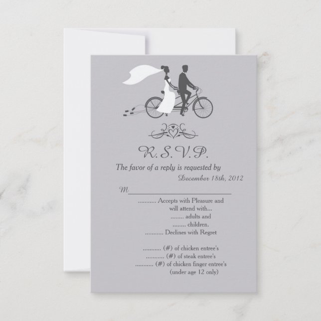 Bicycle For Two Wedding 3.5x5 R.S.V.P. Reply Card (Front)