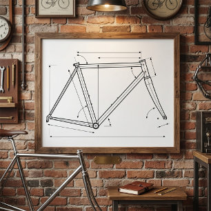 Bicycle Frame Geometry Diagram  Poster