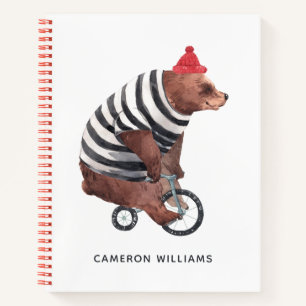 Bicycle Fun Bear   Add Your Name Notebook