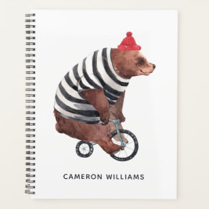 Bicycle Fun Bear   Add Your Name Planner