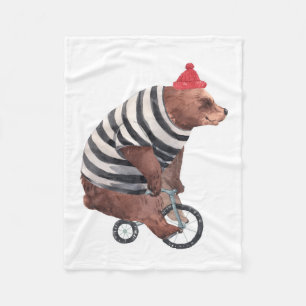 Bicycle Fun Bear Fleece Blanket