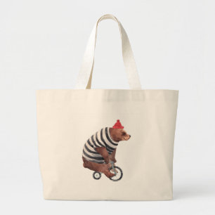 Bicycle Fun Bear Large Tote Bag