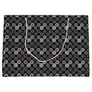 Bicycle gears pattern 01x4.b large gift bag