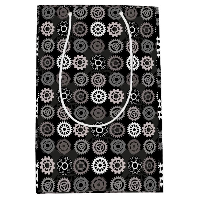 Bicycle gears pattern 01x4.b v2 medium gift bag (Front)