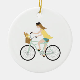 Bicycle Girl Ceramic Tree Decoration
