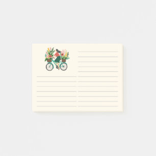 Bicycle Girl Flowers Grocery Shopping List Post-it Notes
