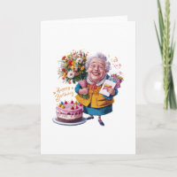 Bicycle Granny with Cake & Balloons