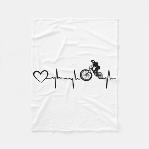 Bicycle Heartbeat Cyclist Downhill Cycling Mountai Fleece Blanket