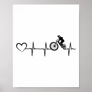 Bicycle Heartbeat Cyclist Downhill Cycling Mountai Poster