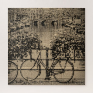 Bicycle in Amsterdam - Sepia - 20x20 - 676 pc Jigsaw Puzzle
