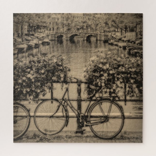 Bicycle in Amsterdam - Sepia - 20x20 - 676 pc Jigsaw Puzzle (Vertical)