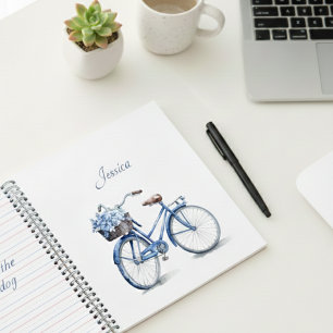 Bicycle in Delft Blue customisable Notebook