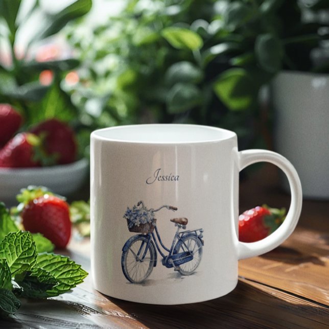 Bicycle in Delft Blue customisable Two-Tone Coffee Mug (Creator Uploaded)