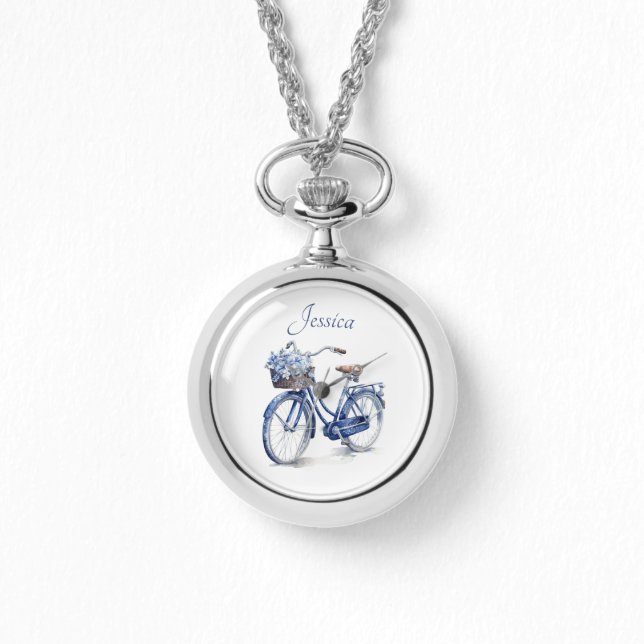 Bicycle in Delft Blue customisable Watch (Front)