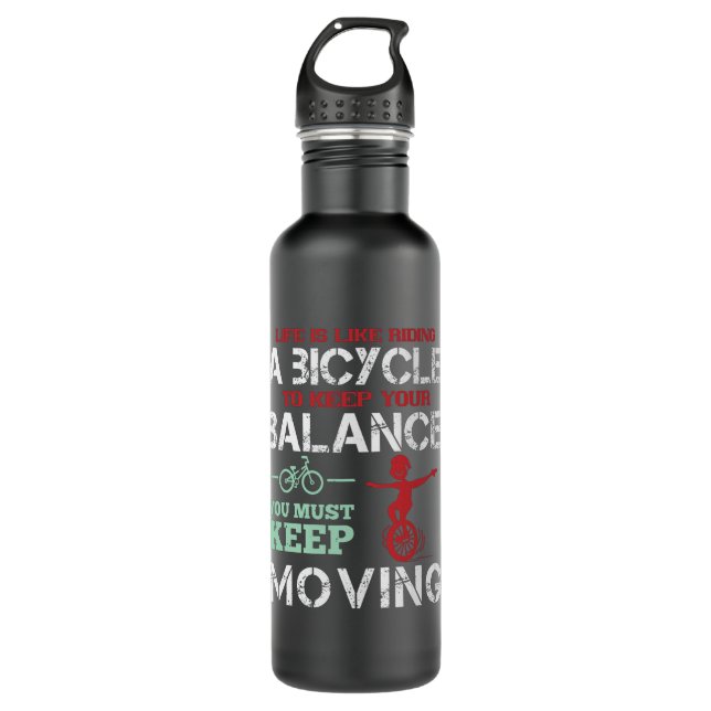 Bicycle Keep moving to keep your balance 710 Ml Water Bottle (Front)