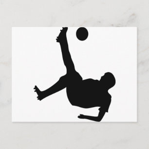 bicycle kick soccer player postcard