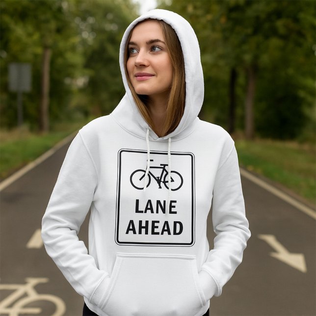 Bicycle Lane Ahead Sign Cycling Road Safety  Hoodie (Creator Uploaded)