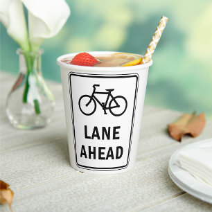 Bicycle Lane Ahead Sign Cycling Road Safety Paper Cups