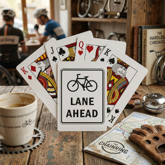 Bicycle Lane Ahead Sign Cycling Road Safety  Playing Cards