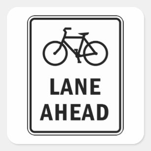 Bicycle Lane Ahead Sign Cycling Road Safety Square Sticker
