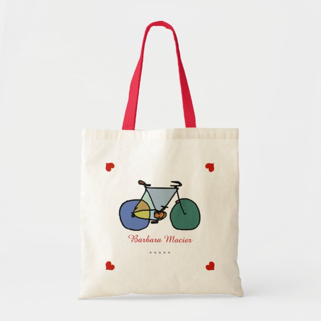 bicycle love biking personalised tote bag (Front)