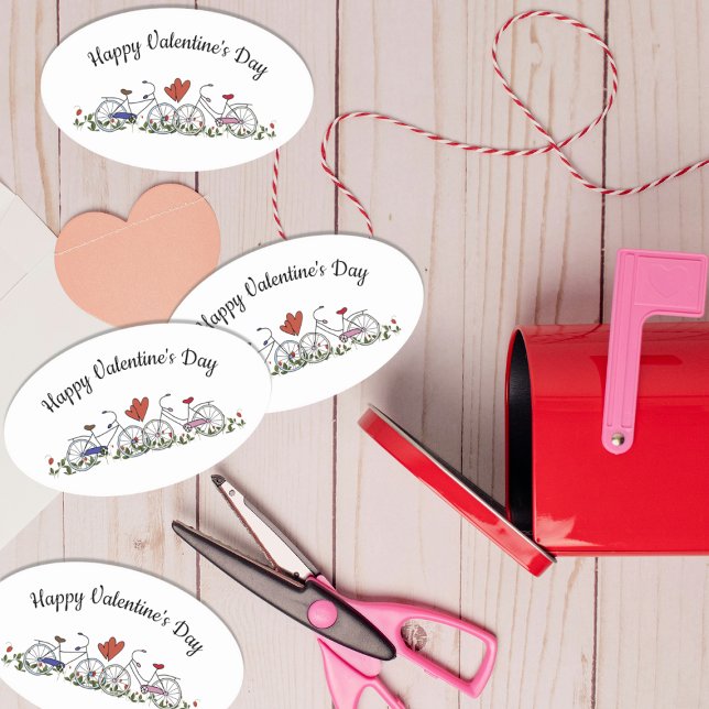 Bicycle Lovers Valentine Oval Sticker (Creator Uploaded)