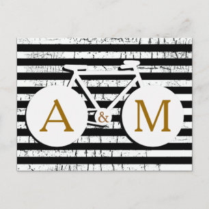 bicycle monogrammed black and white postcard